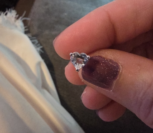 Heart-Shaped Silver Stud Earrings - Picture 2 of 4